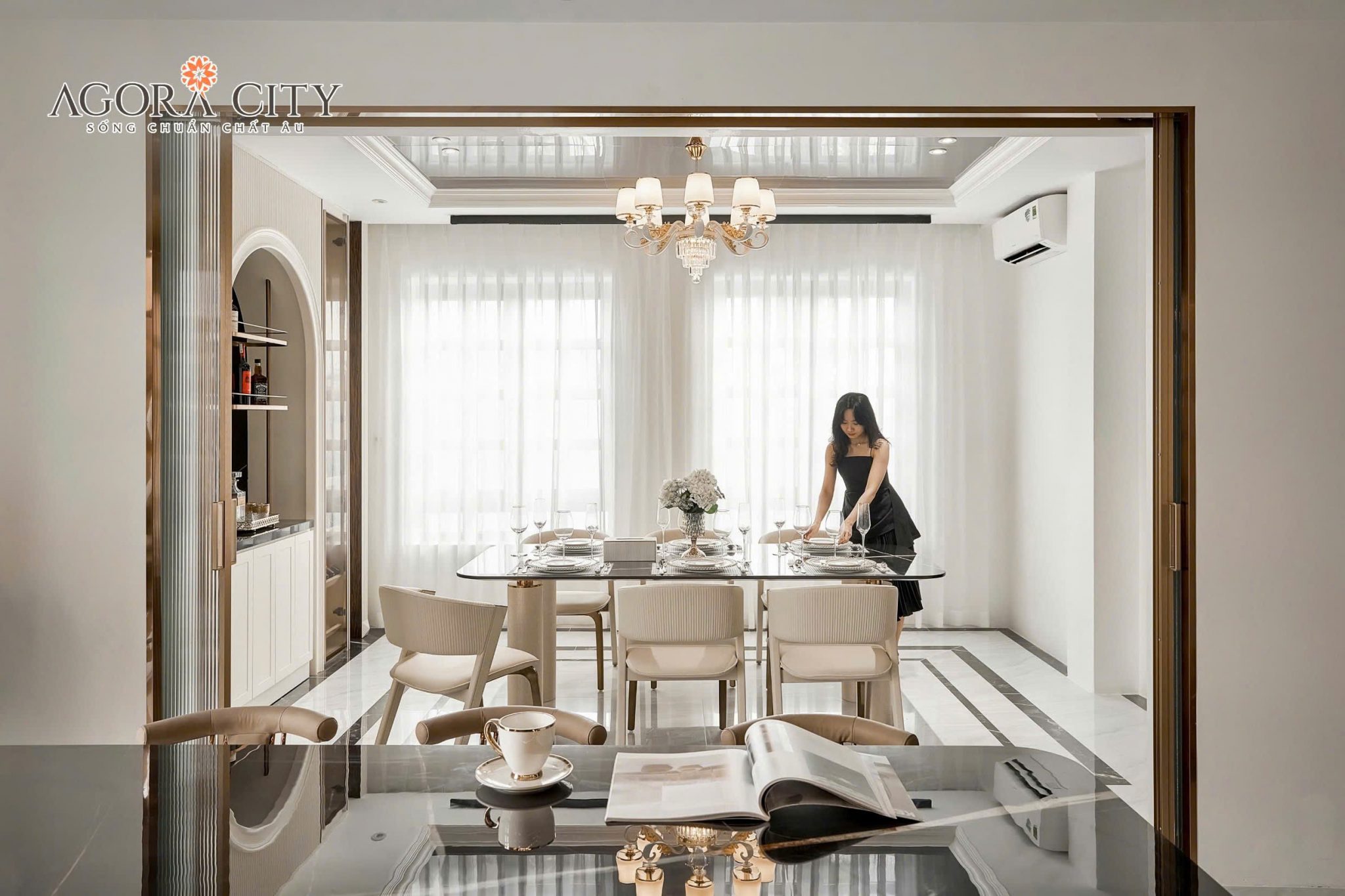 Phòng bếp nhà mẫu dự án Agora City